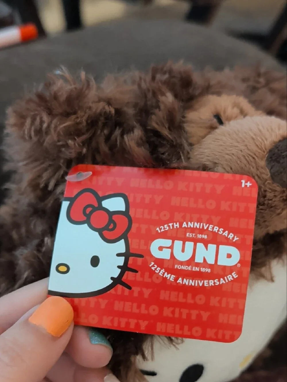 Sanrio Hello Kitty Plush in Brown with Red Bow